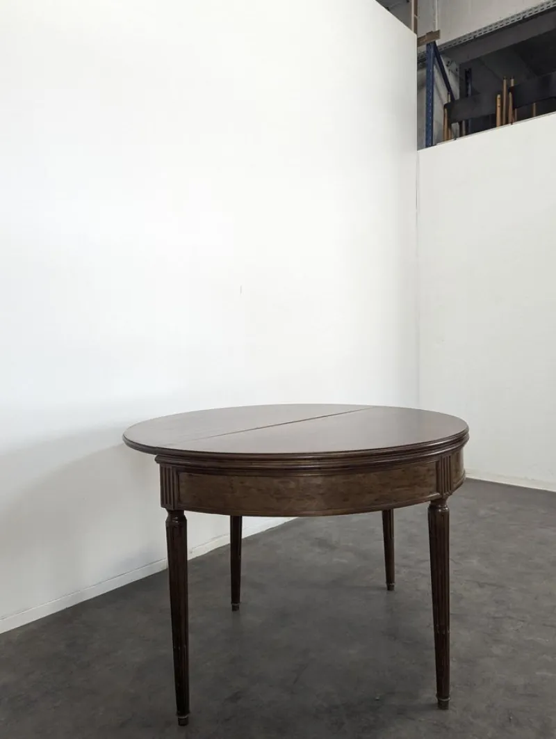 Sale Pamono Demi-Lune Game Table in Speckled Mahogany
