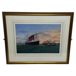 Pamono Dennis Green, Sisters of the Mersey RMS Lusitania & RMS Mauretania, 2015, Gouache> Work On Paper