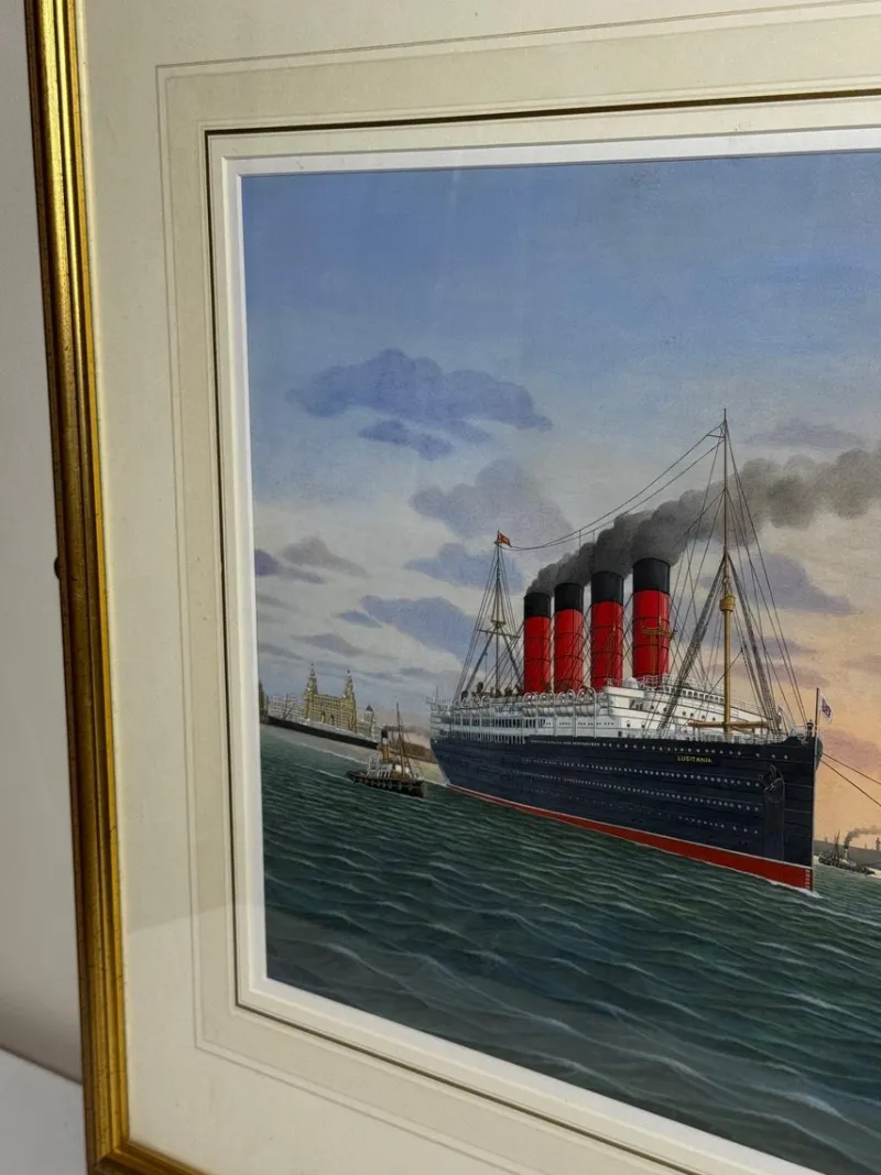 Pamono Dennis Green, Sisters of the Mersey RMS Lusitania & RMS Mauretania, 2015, Gouache> Work On Paper