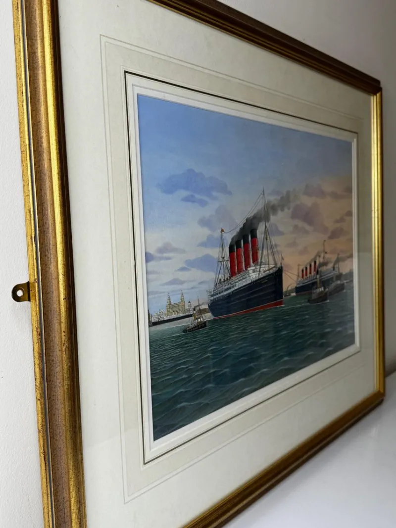 Pamono Dennis Green, Sisters of the Mersey RMS Lusitania & RMS Mauretania, 2015, Gouache> Work On Paper