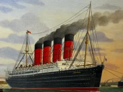 Pamono Dennis Green, Sisters of the Mersey RMS Lusitania & RMS Mauretania, 2015, Gouache><noscript><img width=