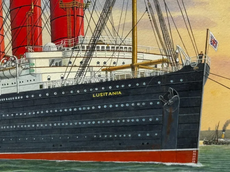 Pamono Dennis Green, Sisters of the Mersey RMS Lusitania & RMS Mauretania, 2015, Gouache> Work On Paper
