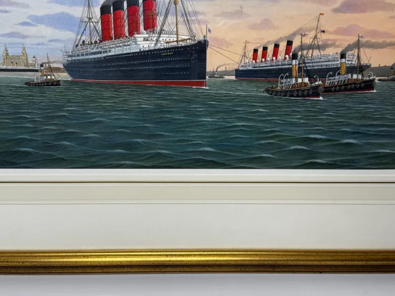 Pamono Dennis Green, Sisters of the Mersey RMS Lusitania & RMS Mauretania, 2015, Gouache> Work On Paper