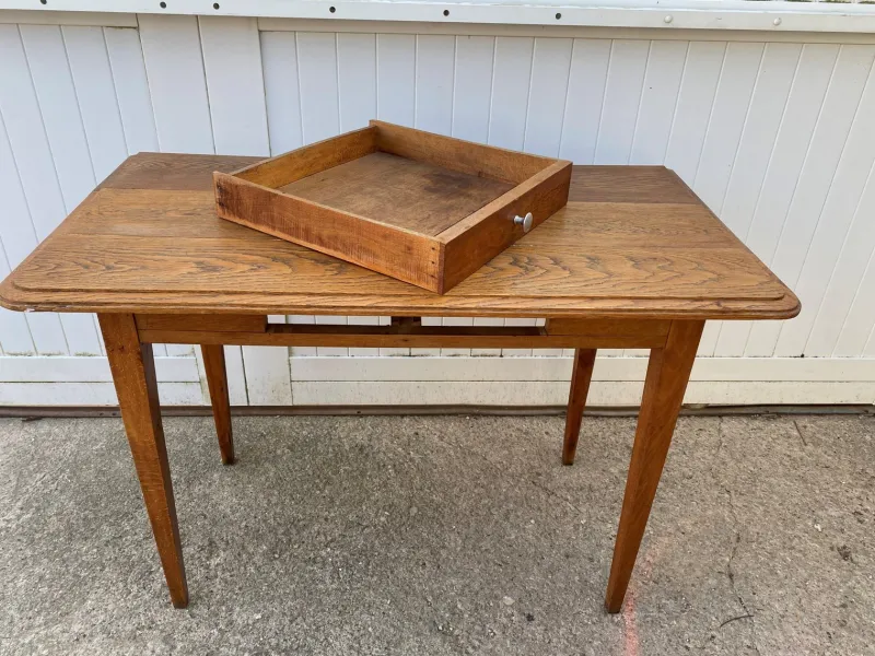 Sale Pamono Desk Table with 1 Drawer Oak Top 105x56cm, 1930s