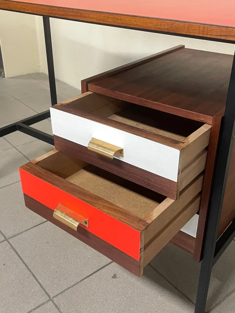 Pamono Desk with Colored Formica Top, 1960s