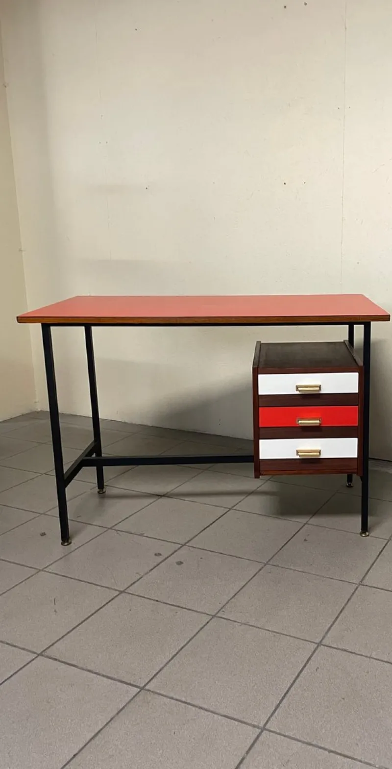 Pamono Desk with Colored Formica Top, 1960s