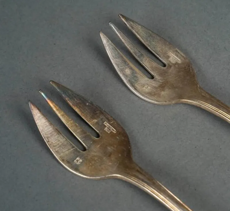Pamono Dessert Forks attributed to Christofle, Paris, 1960s, Set of 12> Cutlery & Serving Utensils