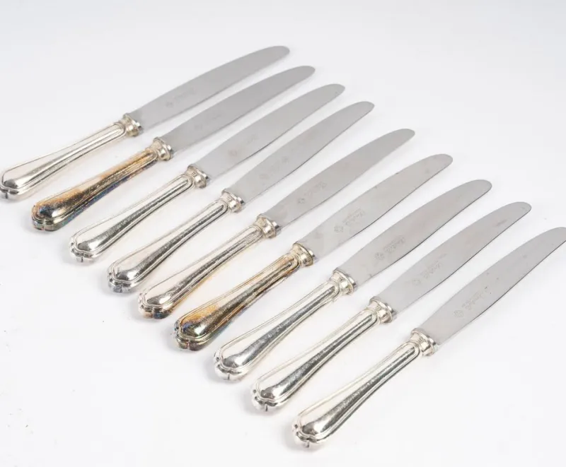 Pamono Dessert Knives from Christofle, 1980s, Set of 9> Cutlery & Serving Utensils
