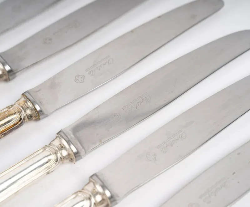Pamono Dessert Knives from Christofle, 1980s, Set of 9> Cutlery & Serving Utensils