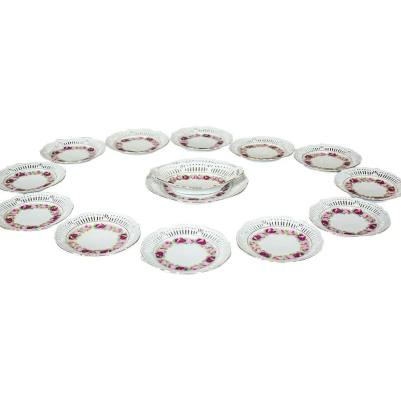 Pamono Dessert Plates from Schwarzenhammer Bavaria, 1984, Set of 14> Dinner Plates & Bowls