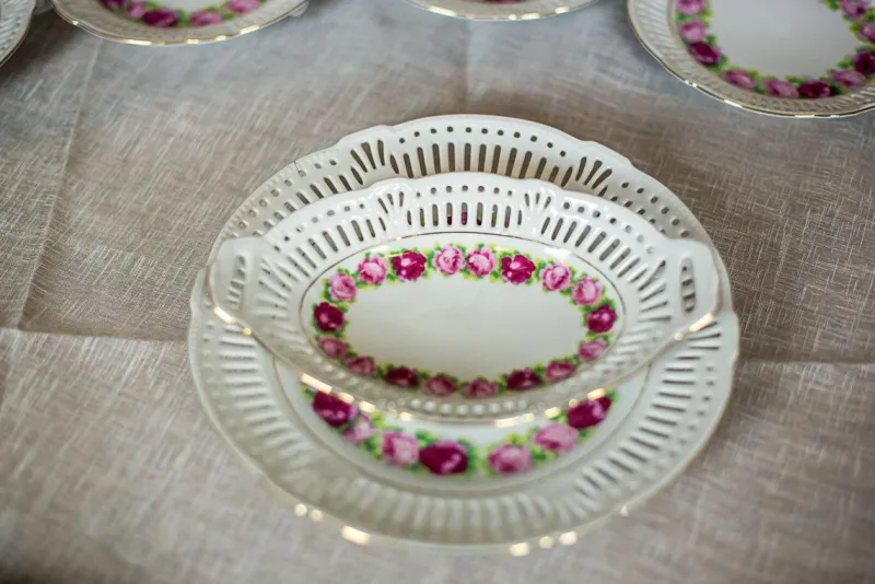 Pamono Dessert Plates from Schwarzenhammer Bavaria, 1984, Set of 14> Dinner Plates & Bowls