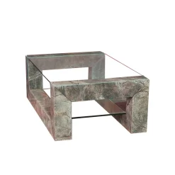 Pamono Devon Coffee Table in Root Green Marble with Two Inset Glass Tops by Joaquín Moll for Meddel España><noscript><img width=