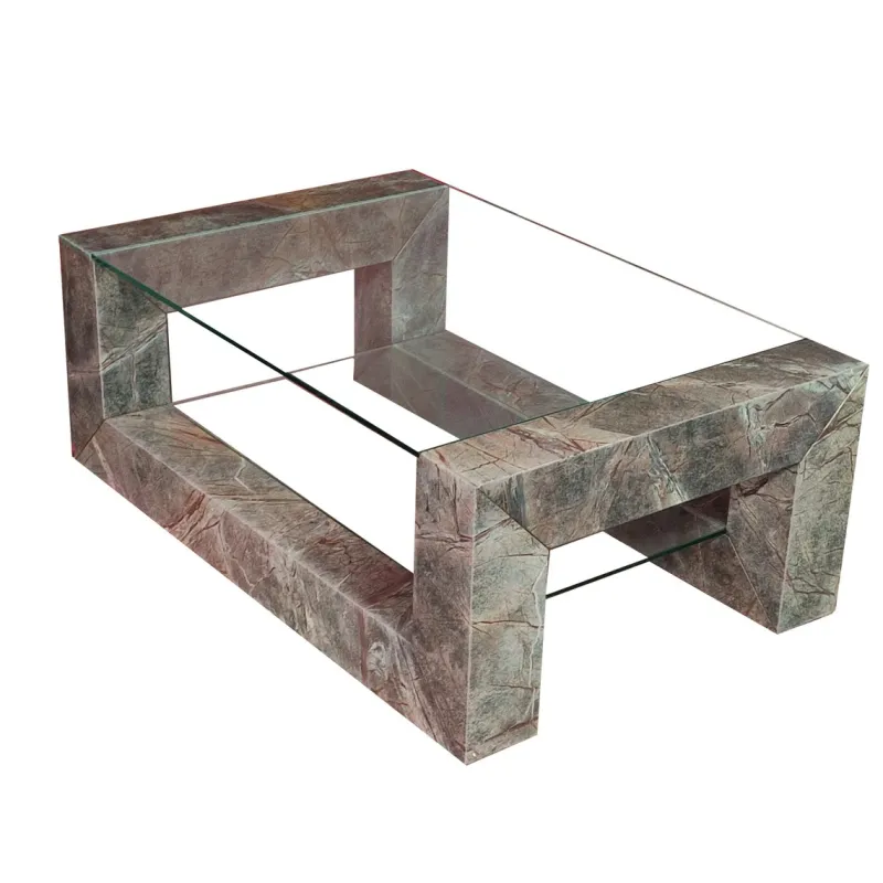 Pamono Devon Coffee Table in Root Green Marble with Two Inset Glass Tops by Joaquín Moll for Meddel España> Tables