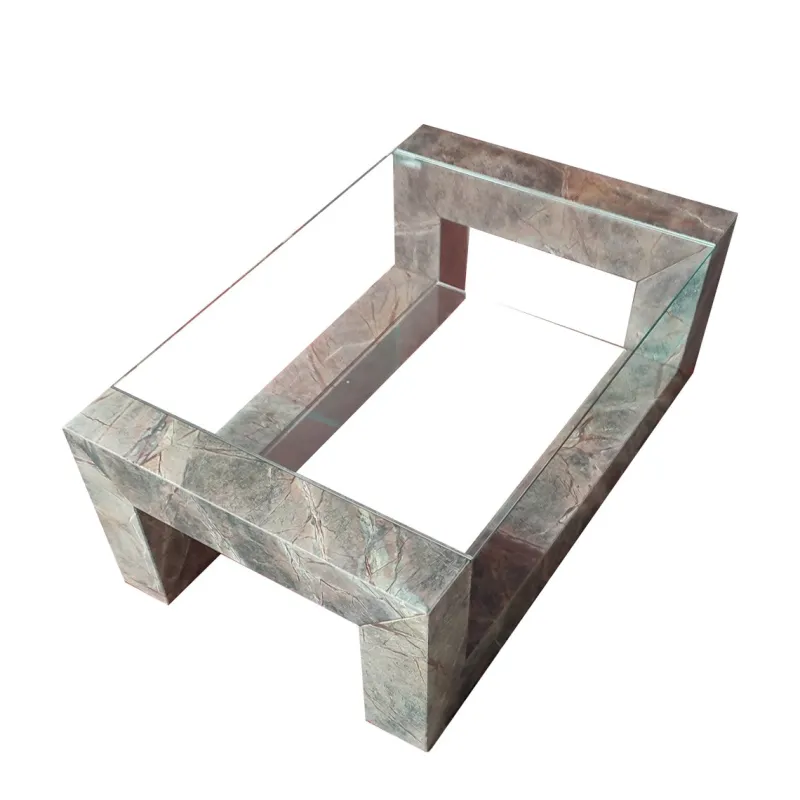 Pamono Devon Coffee Table in Root Green Marble with Two Inset Glass Tops by Joaquín Moll for Meddel España> Tables