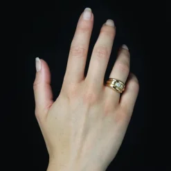Sale Pamono Diamond 18 Karat Yellow Gold Large Ring, 1950s