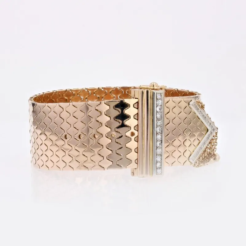 Pamono Diamonds 18 Karat Yellow Gold Belt Bracelet, 1950s> Bracelets