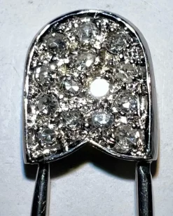 Pamono Diamond-Studded Safety Pin in 750 White Gold, 1970><noscript><img width=