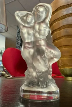 Pamono Diana and Pan the Faun Crystal Sculpture from Lalique France, 1960s><noscript><img width=