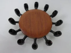 Clearance Pamono Digsmed Teak and Steel Candleholder, Denmark, 1960s