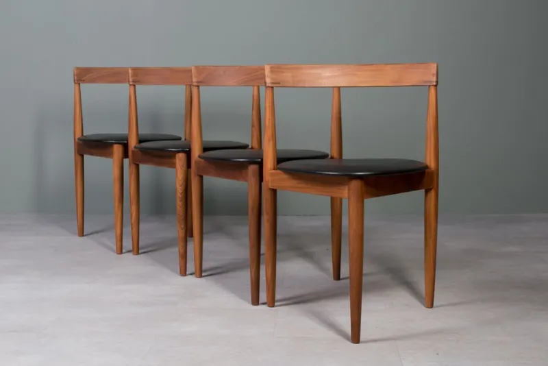 Pamono Dining Table & Roundette Chairs by Hans Olsen for Frem Røjle, Denmark, 1960s, Set of 5> Dining Tables & Sets