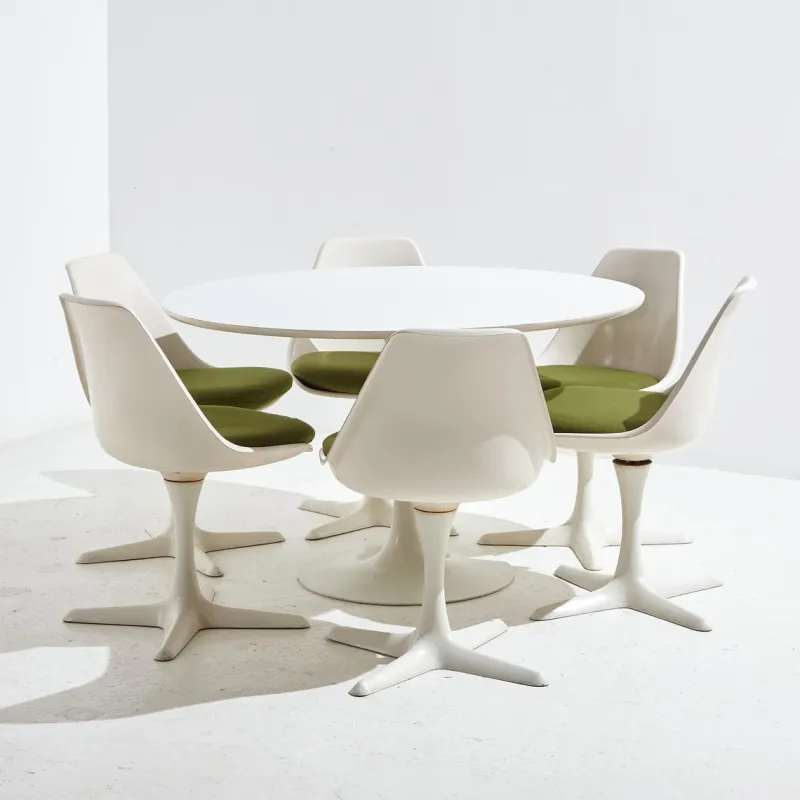 Pamono Dining Table and Chairs by Maurice Burke for Arkana, 1960s, Set of 7> Dining Tables & Sets