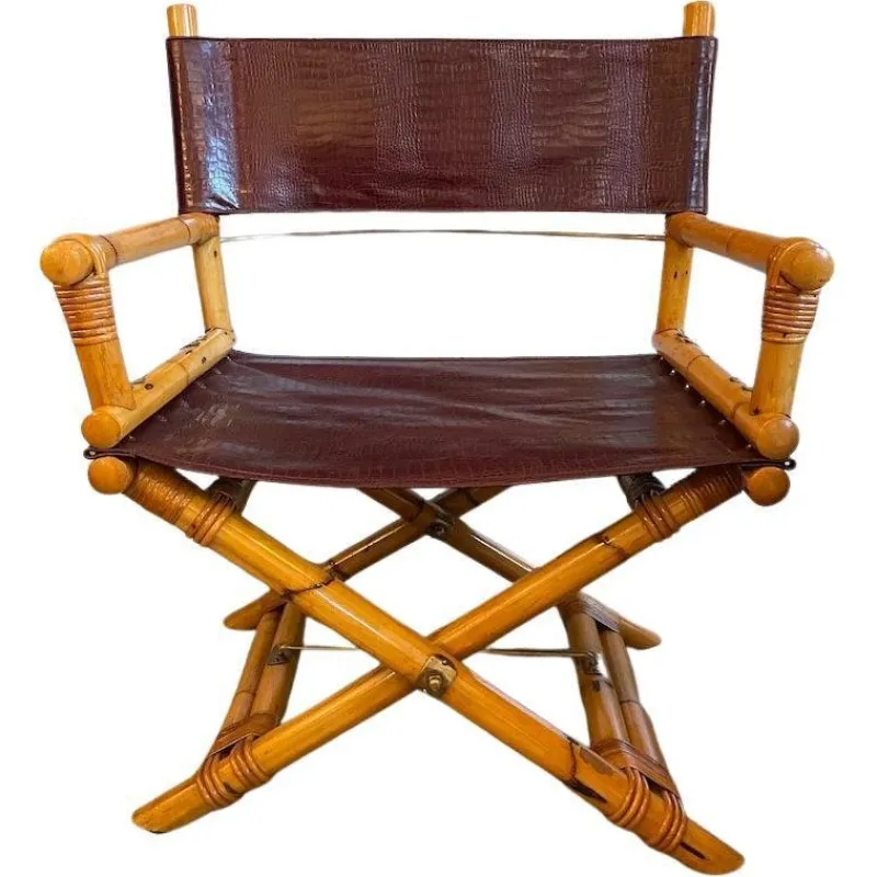 Pamono Director's Chair in Leather and Brass by Ryda Levi McGuire, 1960s> Lounge Chairs & Armchairs