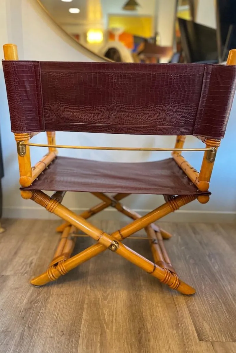 Pamono Director's Chair in Leather and Brass by Ryda Levi McGuire, 1960s> Lounge Chairs & Armchairs