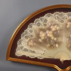 Pamono Display Case with Hand-Painted Flower Theme Fan, 1960s><noscript><img width=