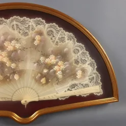 Pamono Display Case with Hand-Painted Flower Theme Fan, 1960s><noscript><img width=