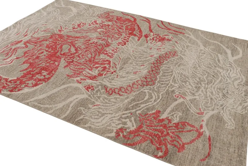 Pamono Distressed Dragon Rug from R&K Principal Jahanshah Nazmiyal> Carpets & Textiles|Carpets & Textiles