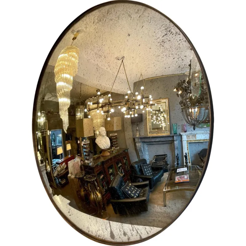 Pamono Distressed Silver Convex Mirror, 2010> Mirrors
