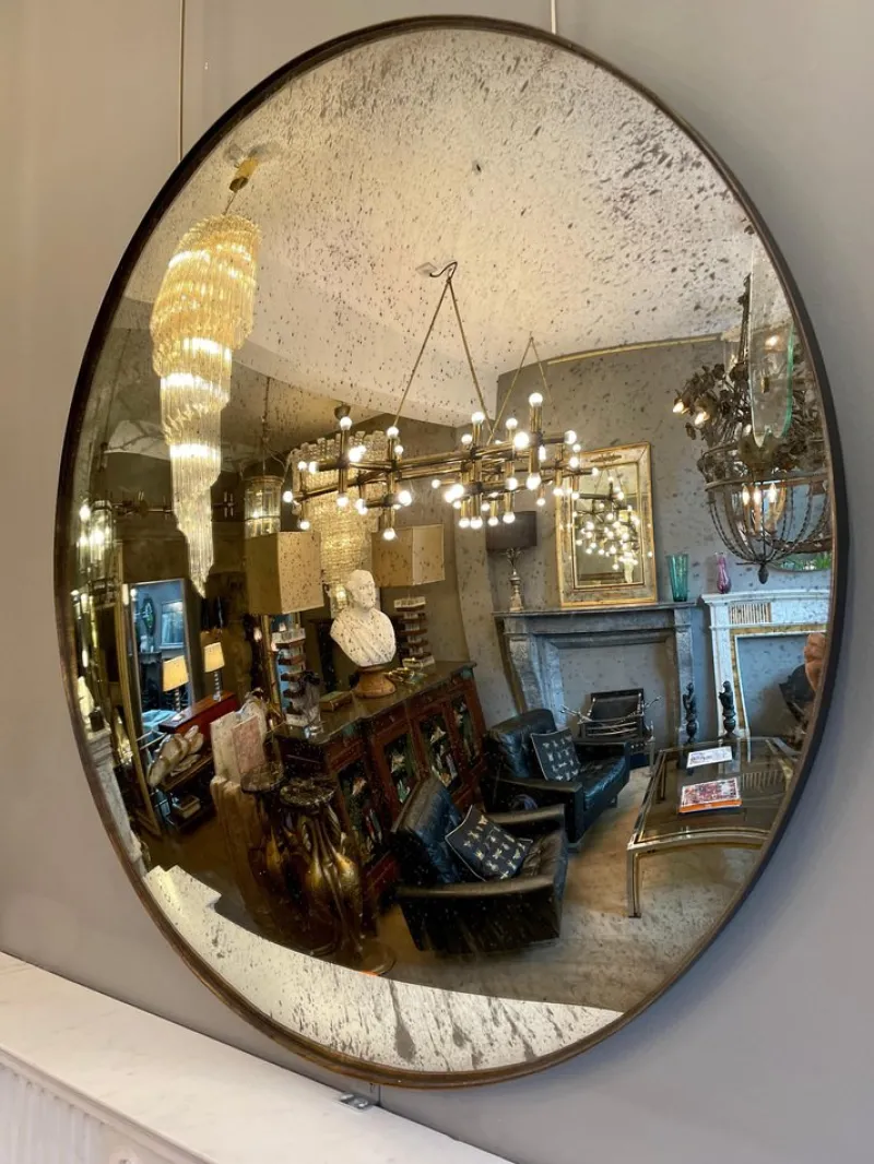 Pamono Distressed Silver Convex Mirror, 2010> Mirrors
