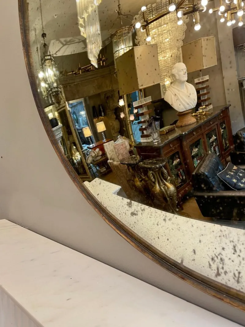 Pamono Distressed Silver Convex Mirror, 2010> Mirrors
