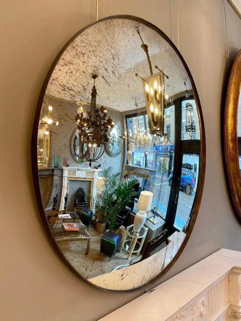 Pamono Distressed Silver Convex Mirror, 2010> Mirrors