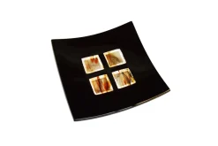 Pamono Dodezona R20 Black Murano Glass and Aventurine Plate by Stefano Birello for VéVé Glass> Decorative Plates
