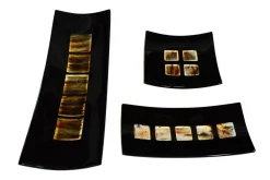 Pamono Dodezona R20 Black Murano Glass and Aventurine Plate by Stefano Birello for VéVé Glass><noscript><img width=