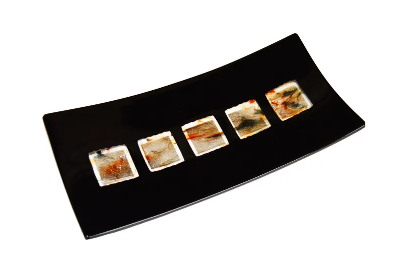 Pamono Dodezona R30 Black Murano Glass and Aventurine Plate by Stefano Birello for VéVé Glass> Decorative Plates
