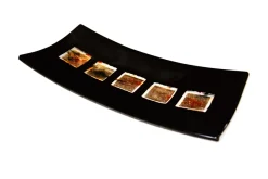 Pamono Dodezona R30 Black Murano Glass and Aventurine Plate by Stefano Birello for VéVé Glass> Decorative Plates