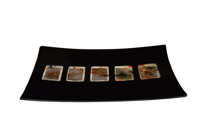Pamono Dodezona R30 Black Murano Glass and Aventurine Plate by Stefano Birello for VéVé Glass> Decorative Plates