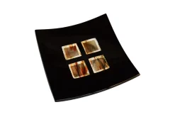 Sale Pamono Dodezona R25 Black Murano Glass and Aventurine Plate by Stefano Birello for VéVé Glass