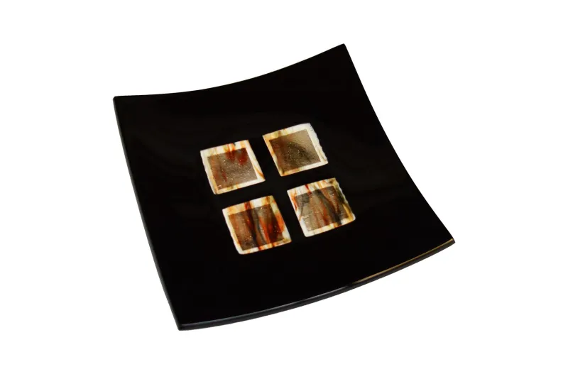 Sale Pamono Dodezona R25 Black Murano Glass and Aventurine Plate by Stefano Birello for VéVé Glass