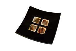 Sale Pamono Dodezona R25 Black Murano Glass and Aventurine Plate by Stefano Birello for VéVé Glass