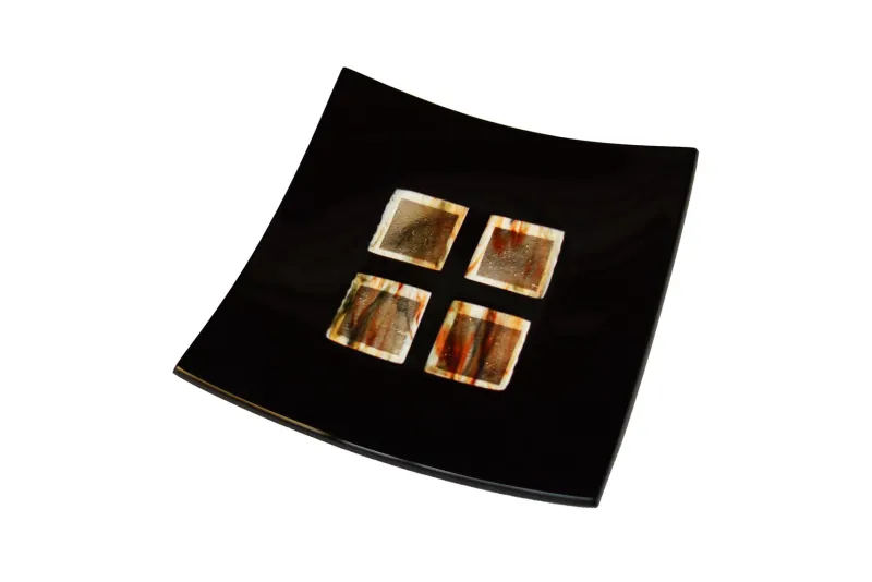 Sale Pamono Dodezona R25 Black Murano Glass and Aventurine Plate by Stefano Birello for VéVé Glass