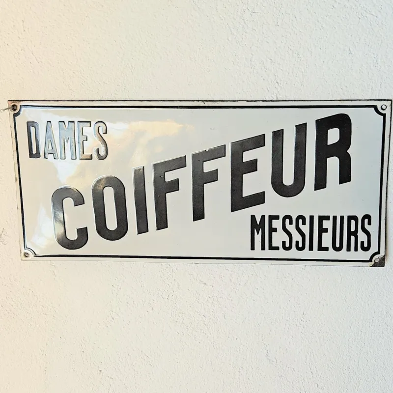Sale Pamono Domed Enamel Coiffeur Sign, 1910s