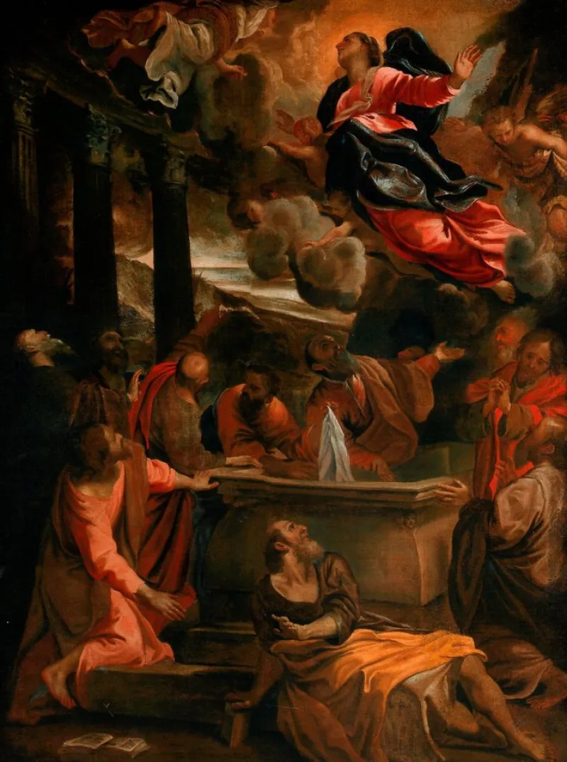 Pamono Domenico Maria Canuti, L' Assunzione della Vergine (da Annibale Carracci), XVII secolo, olio su tela> Old Masters