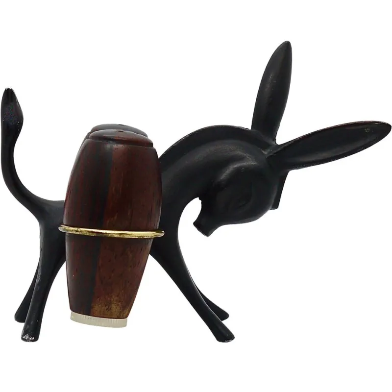 Pamono Donkey Salt and Pepper Shakers with Holder by Walter Bosse for Hertha Baller, Austria, 1950s, Set of 3> Salt & Pepper Shakers