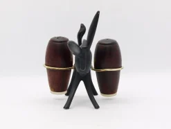 Pamono Donkey Salt and Pepper Shakers with Holder by Walter Bosse for Hertha Baller, Austria, 1950s, Set of 3><noscript><img width=