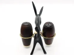 Pamono Donkey Salt and Pepper Shakers with Holder by Walter Bosse for Hertha Baller, Austria, 1950s, Set of 3><noscript><img width=
