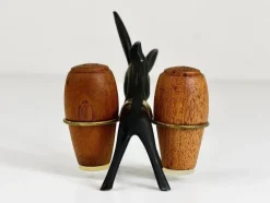 Pamono Donkey Salt and Pepper Shakers with Holder by Walter Bosse for Hertha Baller, Austria, 1950s, Set of 3><noscript><img width=