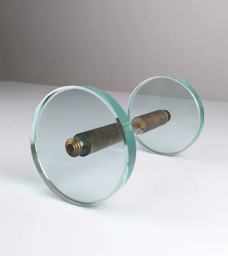 Pamono Door Handle in Glass and Brass by Max Ingrand for Fontana Art, 1950s> Architectural Elements